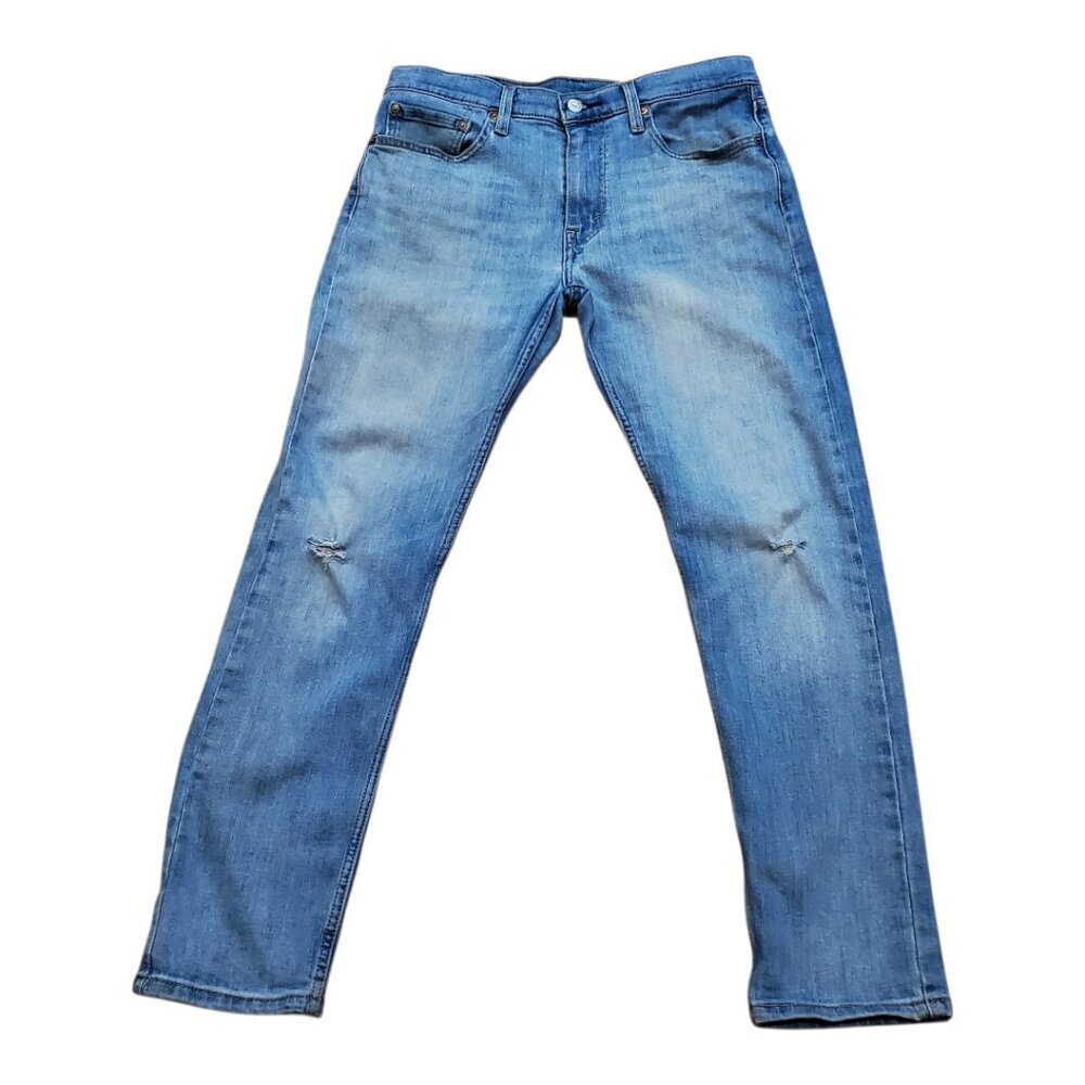 LEVIS Slim Fit Distressed Jeans  5-Pocket Light Wash Cotton Blue Jeans